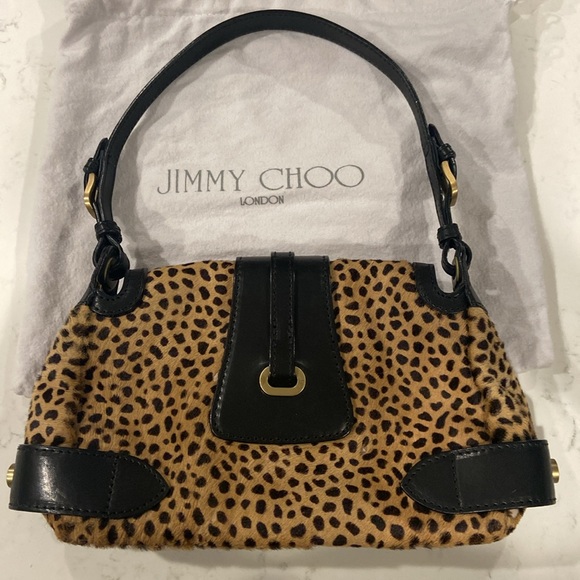 ROCKIN HOT JIMMY CHOO PONY HAIR LEOPARD PRINT SHOULDER BAG - Picture 2 of 9